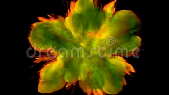 绿橙色爆炸彩色烟雾粉末爆炸液油墨哑光视频的预览图