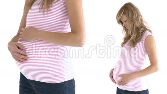未来的妈妈抱着她的肚子视频的预览图