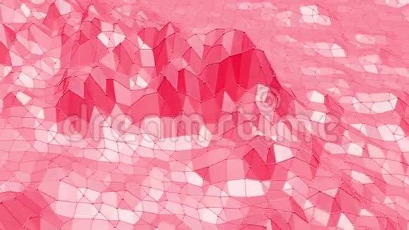 玫瑰或粉红色低聚表面作为景观或分子结构多边形数字马赛克红色环境或视频的预览图