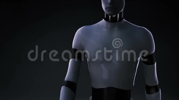 机器人机器人机器人触摸屏幕大齿轮聚集创意灯泡形状动画视频的预览图
