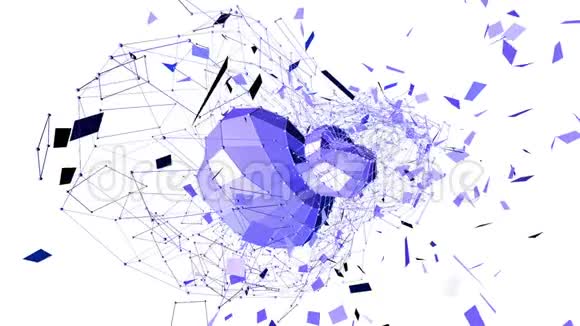 抽象紫罗兰挥舞三维网格或网格的脉动几何物体用作抽象科幻景观紫罗兰视频的预览图