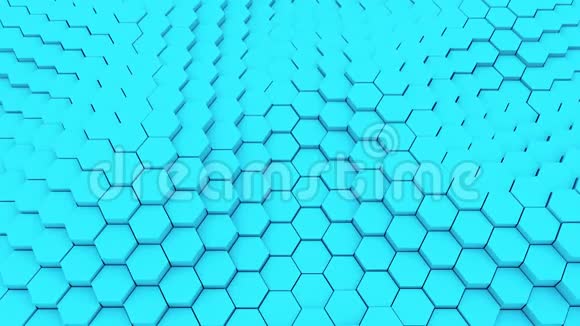 许多抽象的几何六边形如波光错觉计算机生成的三维渲染视频的预览图