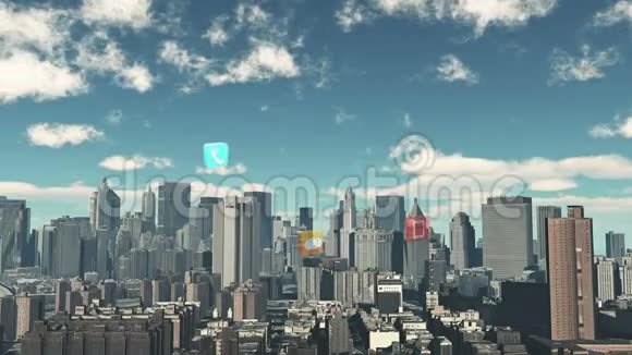 更新信息到云下载数据到现代城市互联网图标视频的预览图