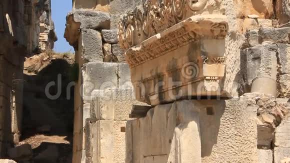 古希腊罗马圆形剧场的废墟迈拉老名土耳其德姆雷视频的预览图
