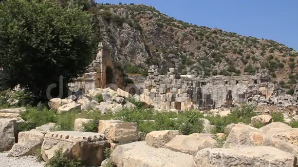 古希腊罗马圆形剧场的废墟迈拉老名土耳其德姆雷视频的预览图