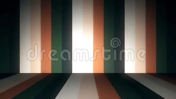 抽象背景与动画的移动彩色条纹在墙壁和地板上无缝环的动画摘要视频的预览图