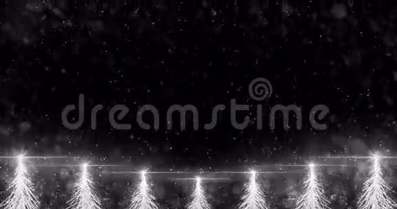 动画白色圣诞枞树星背景无缝环路4k分辨率视频的预览图