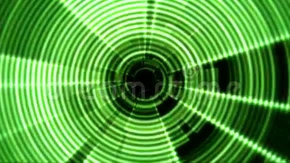 2D圆形隧道涡门绿色与涟漪效应视频的预览图