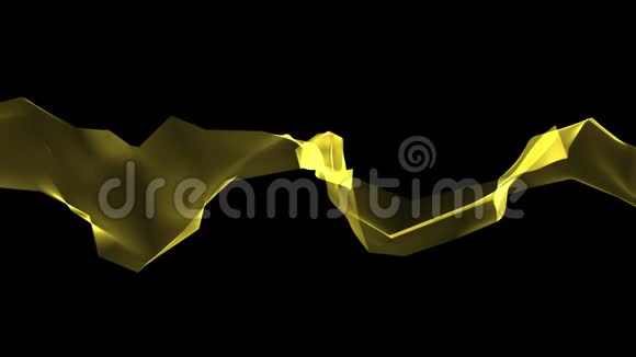 数字多边形软丝带轻柔地挥动着黄色的抽象背景新的动态技术艺术五彩缤纷视频的预览图