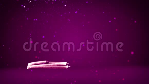 紫色的大圣诞树从屏幕左侧发光发亮的粒子圣诞节背景下的冬季主题视频的预览图