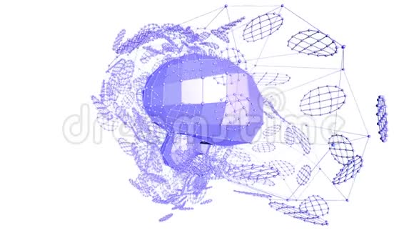 抽象紫罗兰挥舞三维网格或网格的脉动几何物体用作抽象的超现实景观紫罗兰视频的预览图