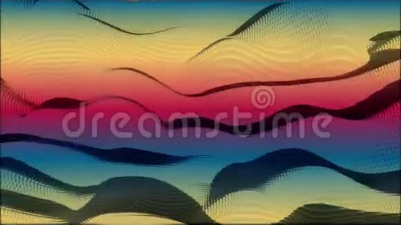 低多边形立方体流动的运动背景抽象彩沙动画沙漠中的风在移动树皮视频的预览图
