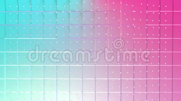 抽象简单的蓝色粉红色低聚三维表面和飞行白色晶体作为幻想背景软几何低聚视频的预览图