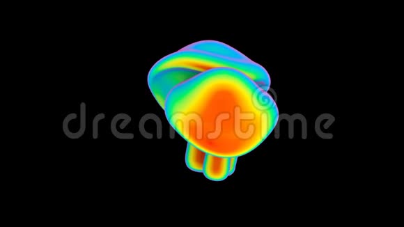 旋转彩虹蘑菇在黑色以一种稍微迷幻的方式无缝循环高清晰度视频视频的预览图