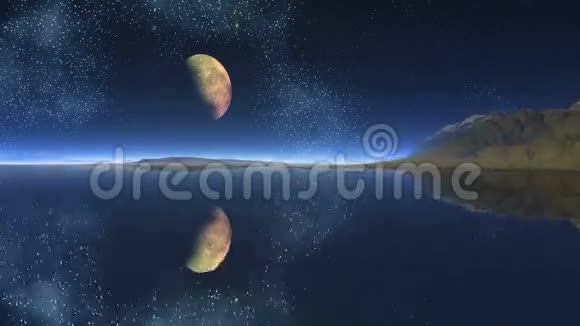 坠落的不明飞行物月亮和倒影视频的预览图