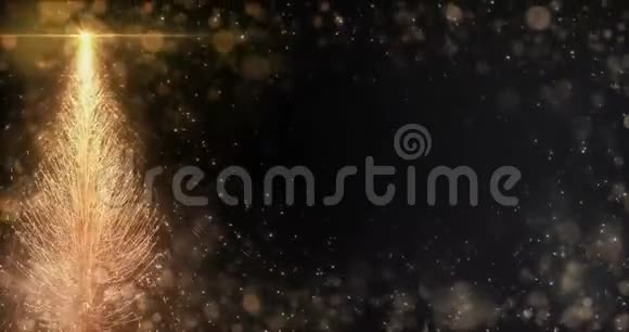 动画金圣诞树之星背景无缝环4k分辨率视频的预览图