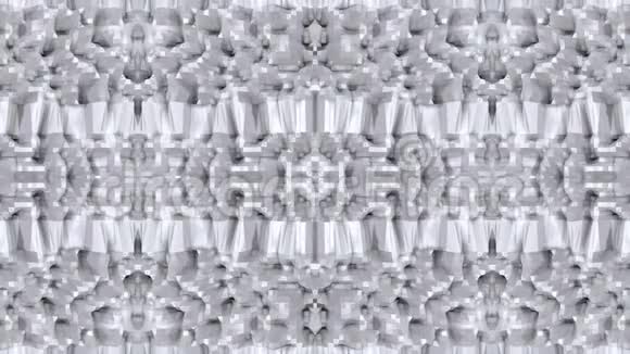 抽象挥动三维白色多边形网格或网格的脉动几何物体用作抽象的网络空间几何视频的预览图