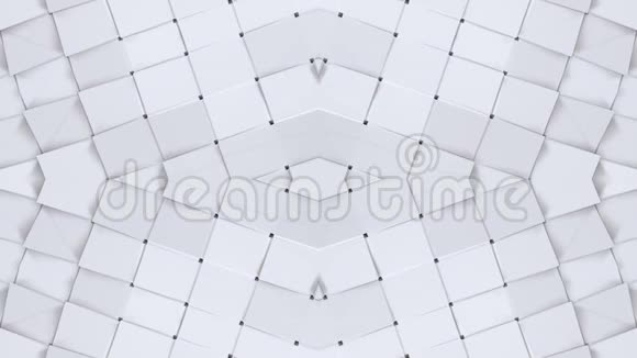 抽象挥动三维白色多边形网格或网格的脉动几何物体用作抽象的网络空间几何视频的预览图
