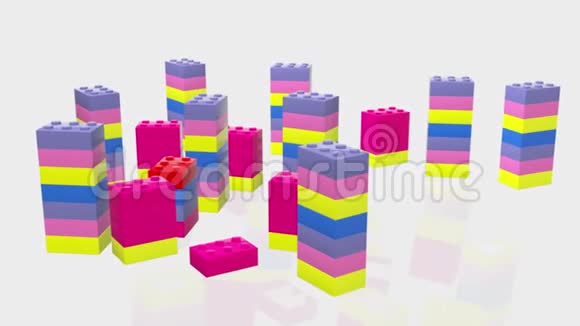 五颜六色的玩具砖塔视频的预览图