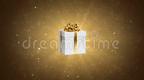 白色礼物在节日的黄金背景上鞠躬假日抽象循环动画视频的预览图