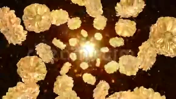 金色花朵穿过相机全高清循环视频的预览图