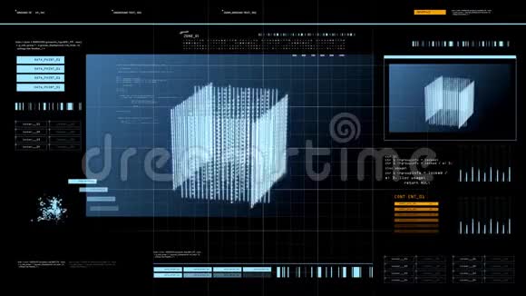 虚拟屏幕的立方体三维渲染黑色视频的预览图