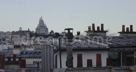巴黎时光流逝圣心教堂蒙马特日落视频的预览图