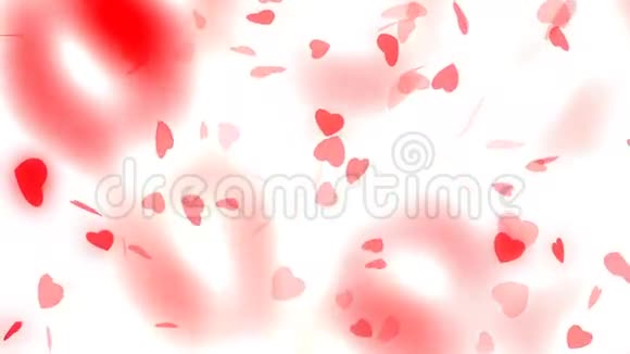 情人节和婚礼抽象背景飞扬的红心和颗粒爱情和婚礼的象征视频的预览图