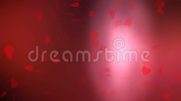 情人节婚礼抽象背景飞扬的红心爱情和婚礼的象征红色闪闪发光的背景视频的预览图