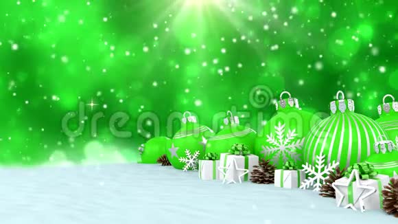 3D动画绿色圣诞包在博克背景视频的预览图