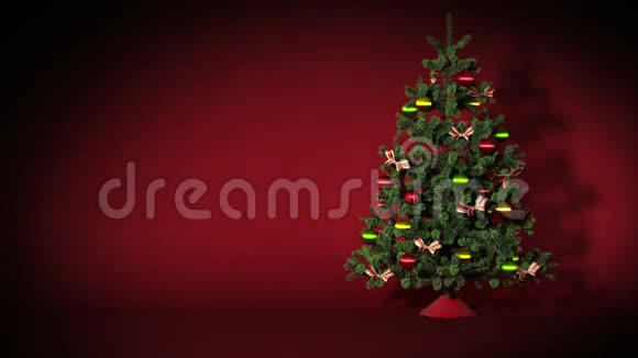 美丽的圣诞树有礼物和礼物圣诞夜魔术明亮的灯光闪烁高清1080加载3d动画视频的预览图