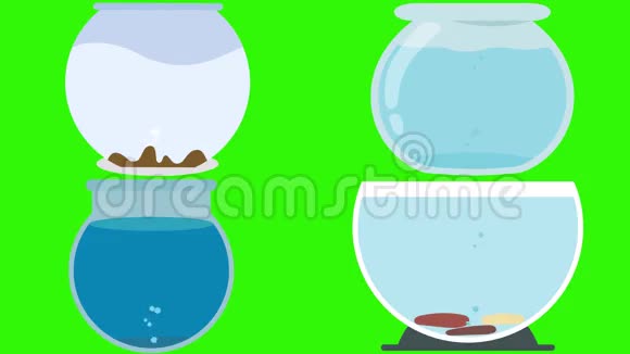 绿屏上不同的空卷曲鱼罐视频的预览图