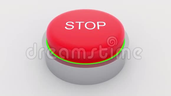 大红色按钮停止铭文被按下概念4K剪辑视频的预览图