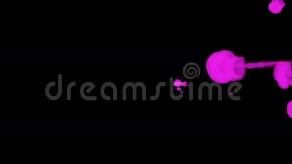 紫罗兰色墨水滴在黑色背景上以达到效果三维渲染体素图形计算机模拟25视频的预览图