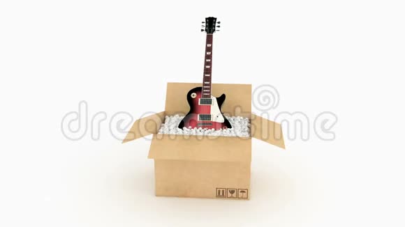 纸板箱里的电吉他视频的预览图
