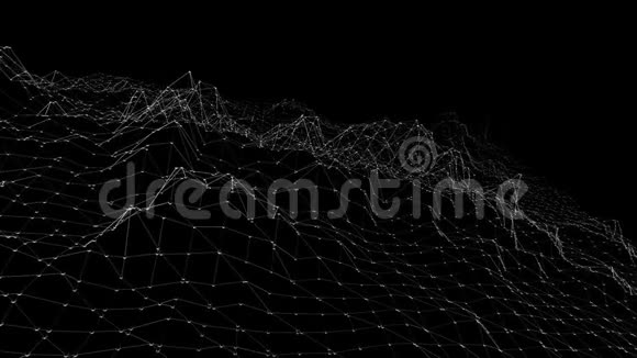 抽象简单的黑白挥动三维网格或网格作为优雅的模式环境灰色几何振动视频的预览图