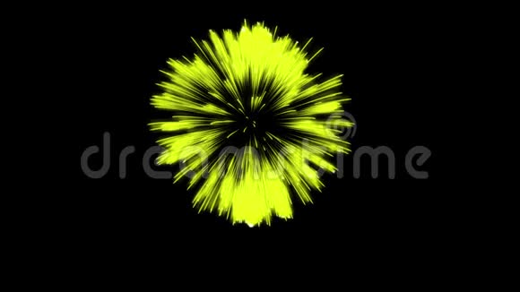 色彩斑斓的单根烟火在夜晚壮观的单一烟花3D渲染黄色版本13视频的预览图