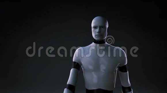 机器人半机器人触摸多边形脑在数字显示界面连接数字线路成长未来人工智能2视频的预览图