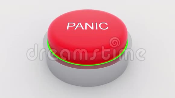 红色的大按钮带有恐慌的铭文被按下概念4K剪辑视频的预览图