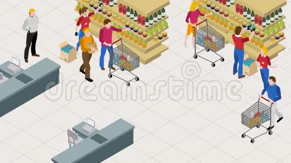 超市里的人等距镜头视频的预览图