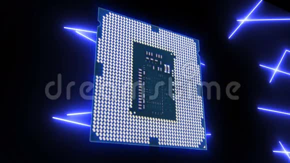 带CPU的蓝色移动电子未来路板无缝循环视频视频的预览图