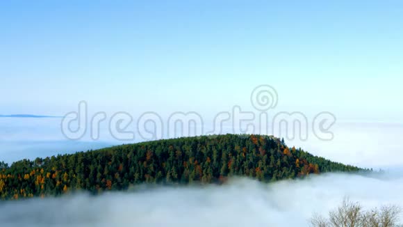 镜头下的雾海运动在阿尔萨斯上空阴得很厉害从山顶俯瞰全景视频的预览图
