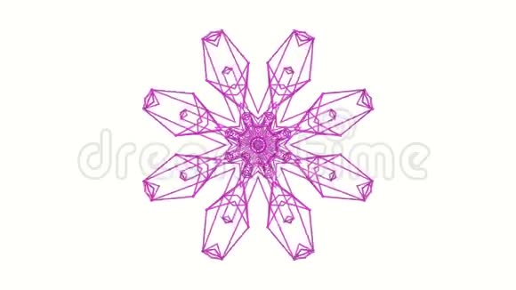 白色背景上的紫色万花筒图案抽象循环3D渲染视频的预览图
