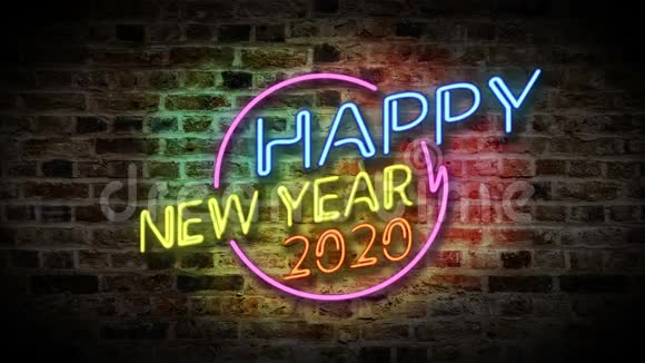 新年快乐霓虹灯2020视频的预览图