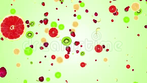 落在彩色背景上的水果视频的预览图