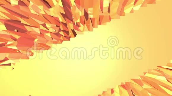 橙色低聚表面作为未来主义景观多边形数字镶嵌移动环境或改变闪亮视频的预览图