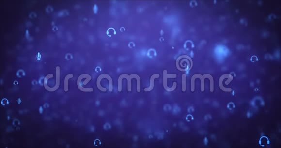 循环动画现代移动蓝色麦克风图标背景视频的预览图