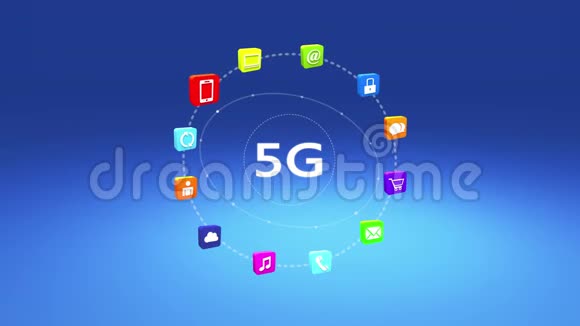 4k5G符号虚拟互联网概念在线服务图标社交媒体视频的预览图
