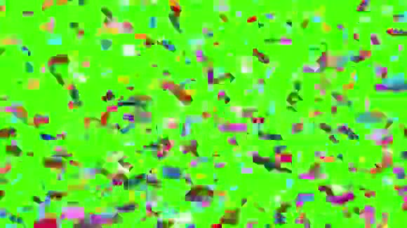绿色背景下的纸屑瀑布漫游3d动画视频的预览图