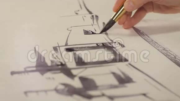 宏观设计师装饰工厂建筑草图视频的预览图
